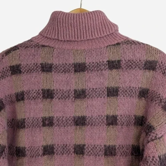 ASOS Reclaimed Vintage Plaid Check Balloon Sleeve Cropped Turtleneck Sweater XS - Picture 7 of 10